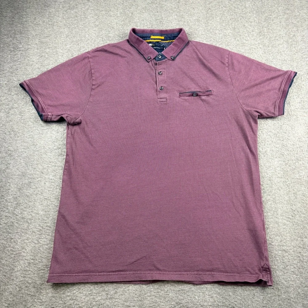 Denim & Flower‎ Ricky Singh Polo Shirt Men's XL Purple Cotton Blend Short Sleeve